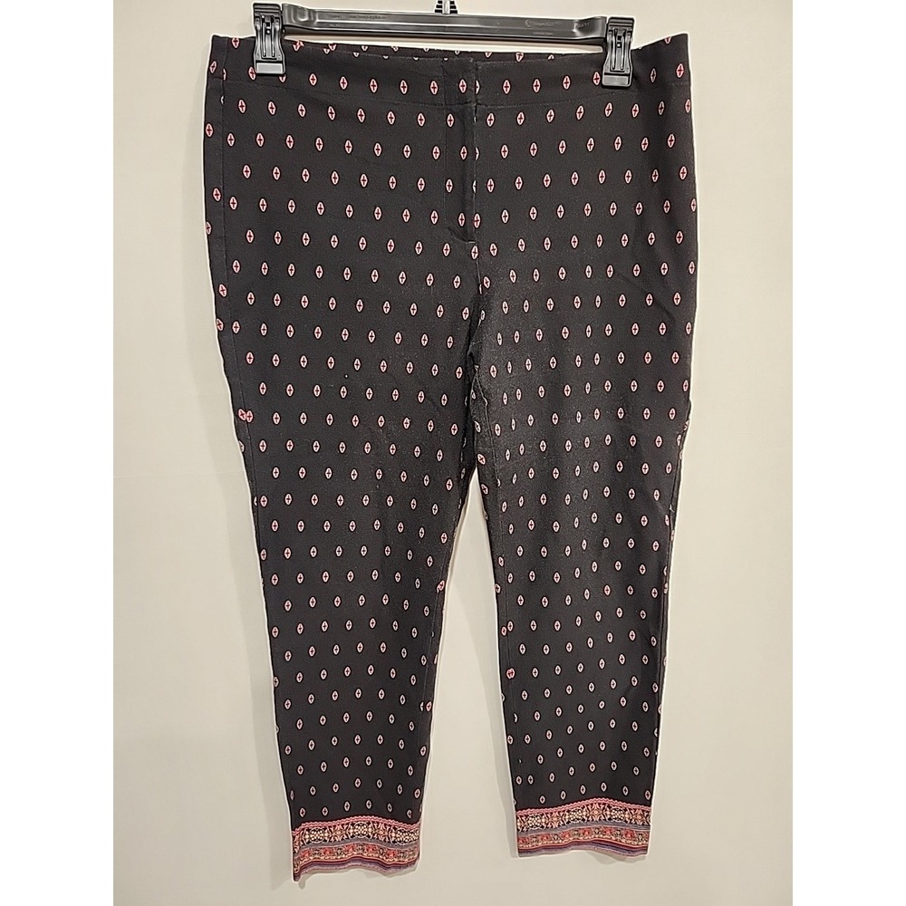 J. Jill Premium Bi Stretch Black Red Check Pants‎ Womens 14, 36 Waist 26 Inseam